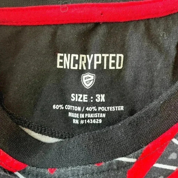 Mens Encrypted Legend Print Black Tshirt - 3X - Picture 5 of 5